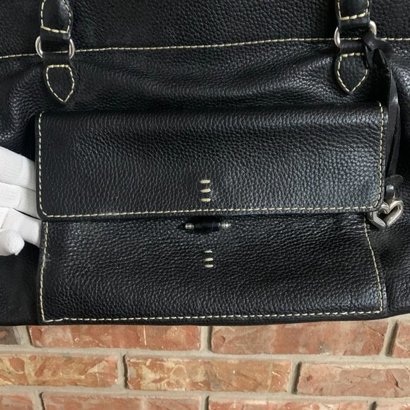 Brighton Pebbled Leather Women's Large Black Shoulder Satchel Bag Purse GUC - Picture 4 of 16